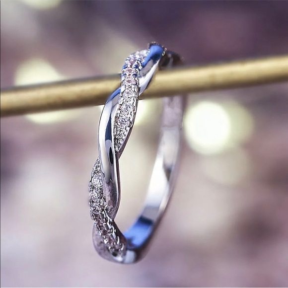 Sterling Silver White Sapphire Infinity Ring - Picture 1 of 8